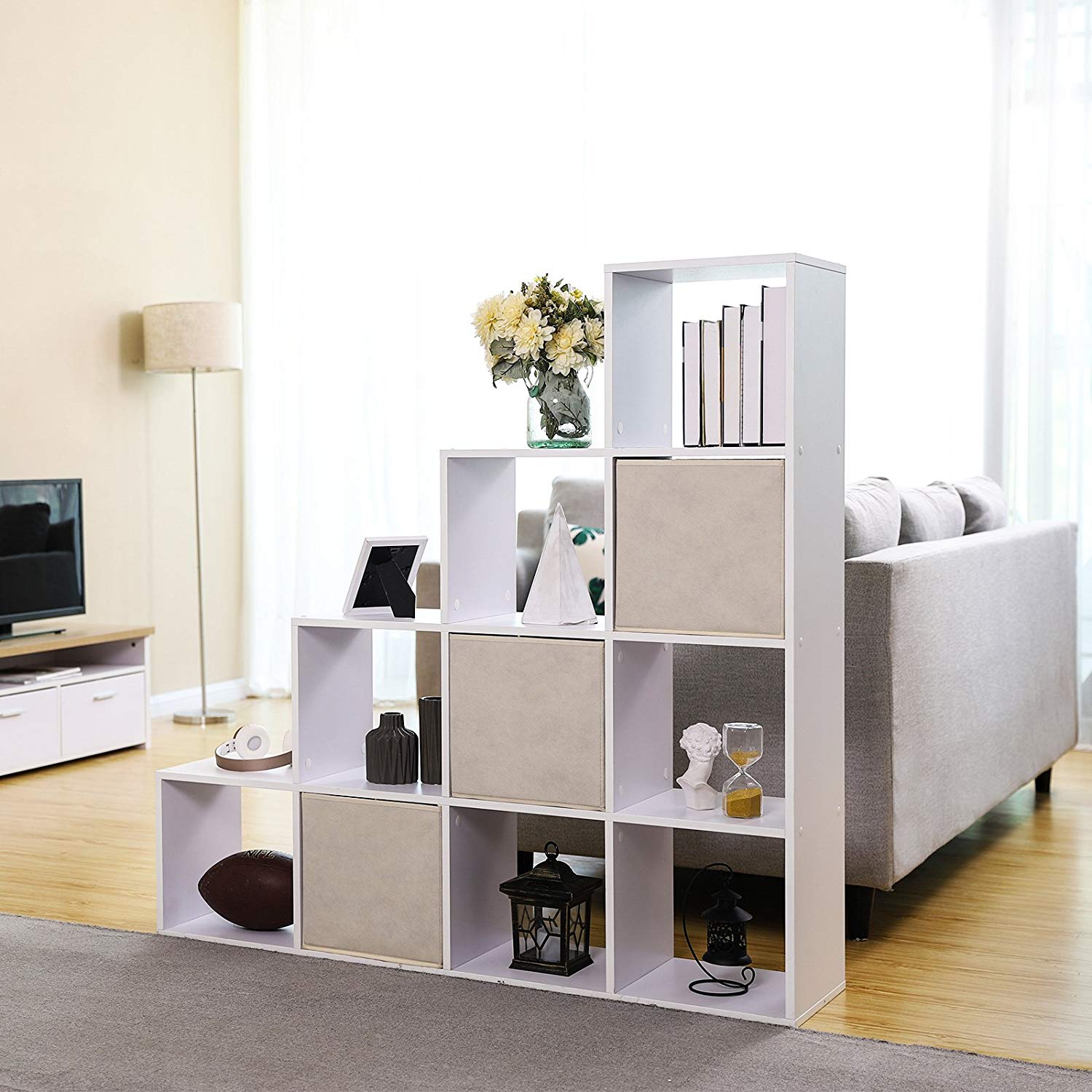 Bücherregal - 10 Würfelfächer - Stehschrank - Weiß
