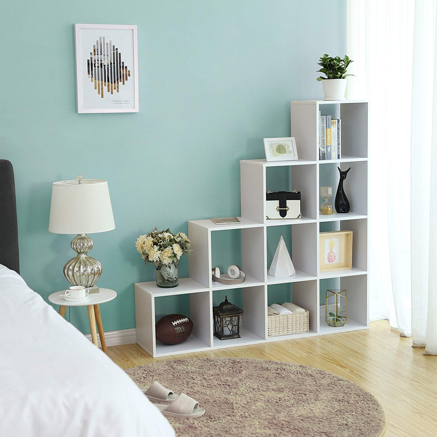 Bücherregal - 10 Würfelfächer - Stehschrank - Weiß