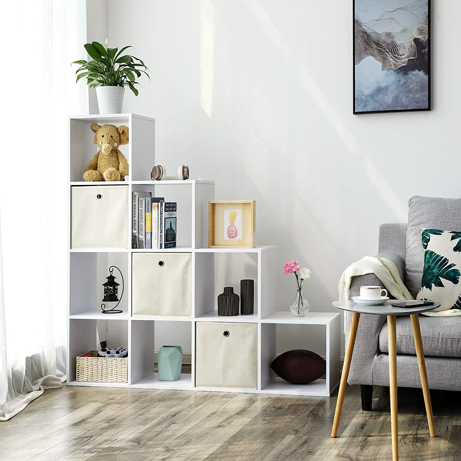 Bücherregal - 10 Würfelfächer - Stehschrank - Weiß