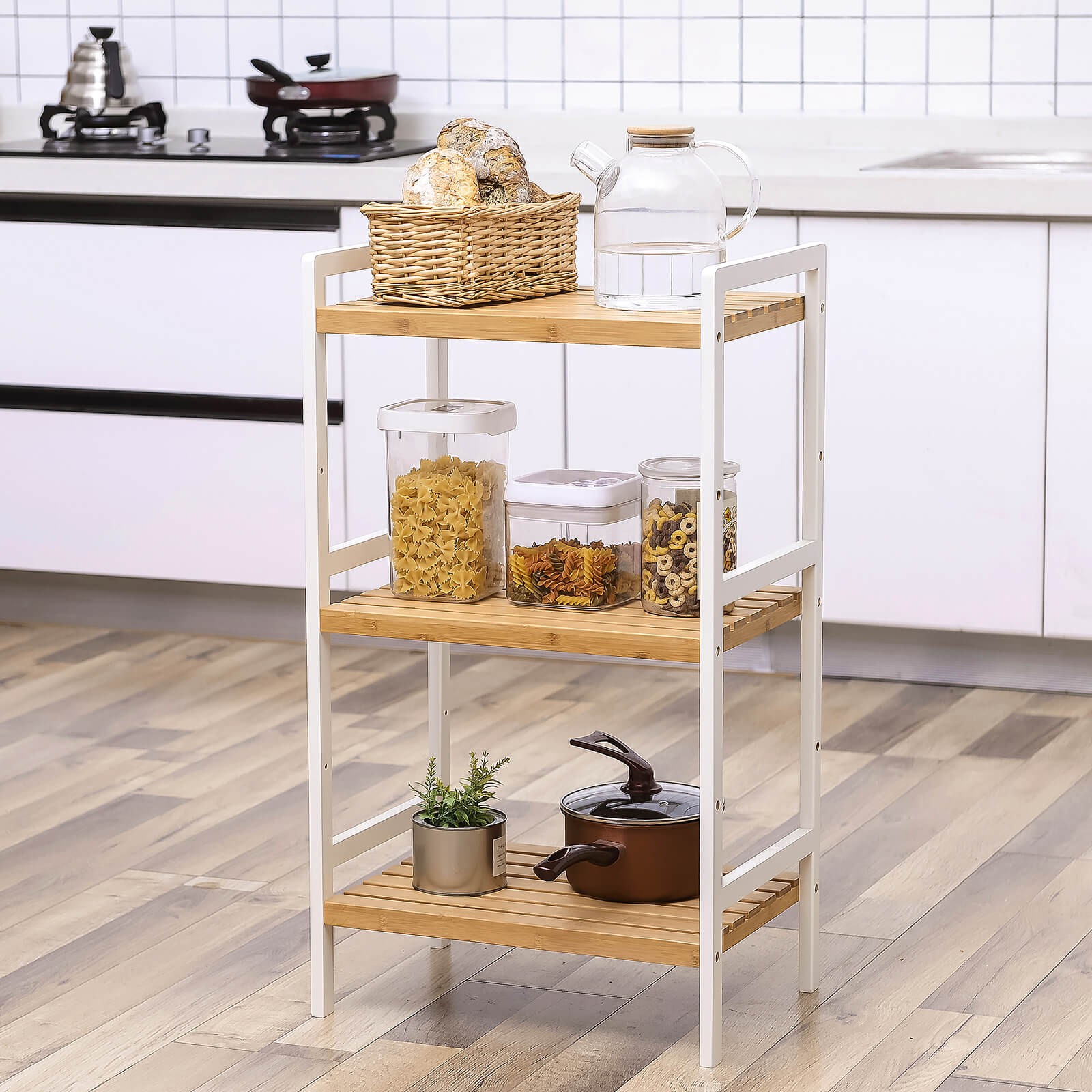 Bamboerek - Küchenständer - Bad Rack - Bücherregal - 3 Regale - 45 x 31,5 x 80 cm