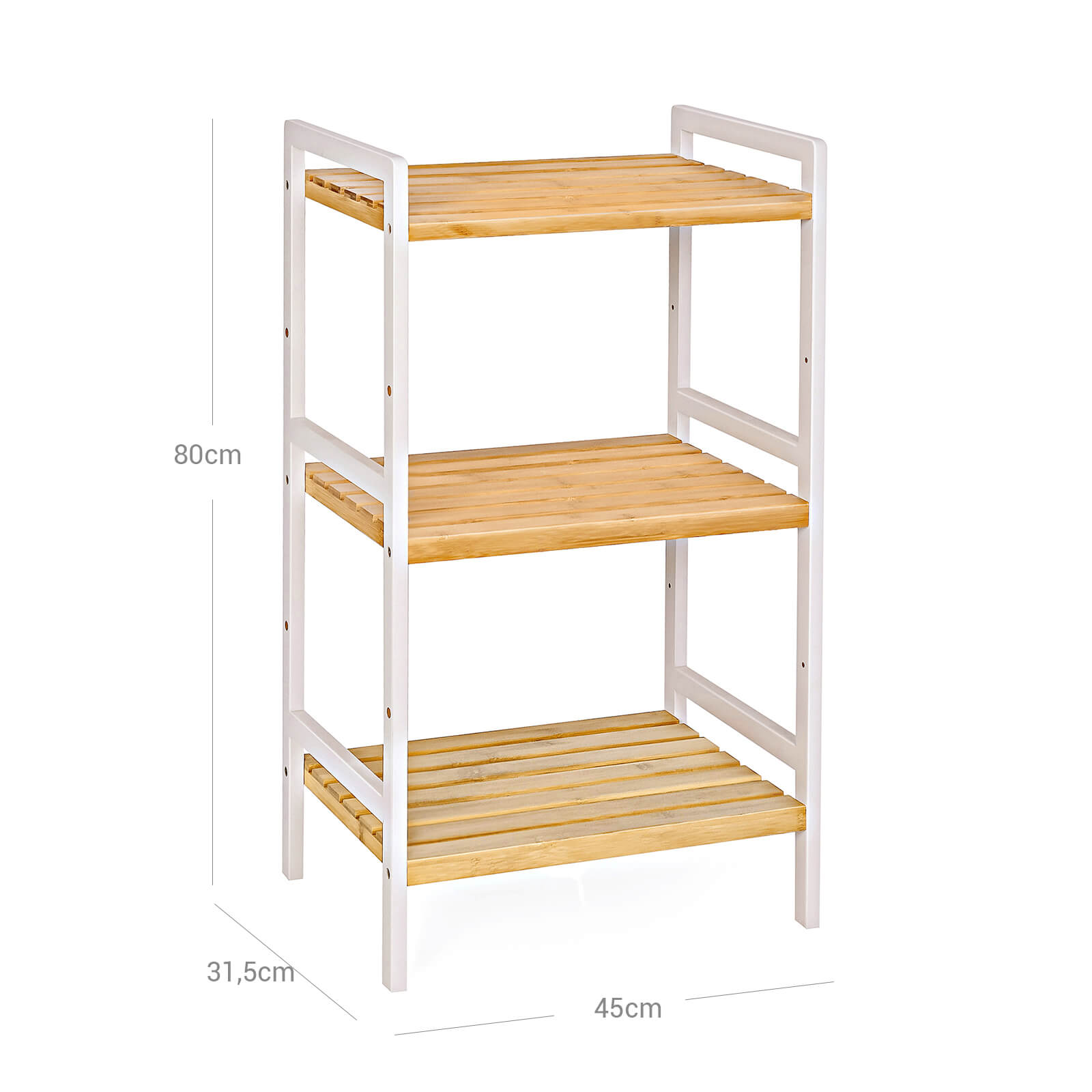 Bamboerek - Küchenständer - Bad Rack - Bücherregal - 3 Regale - 45 x 31,5 x 80 cm