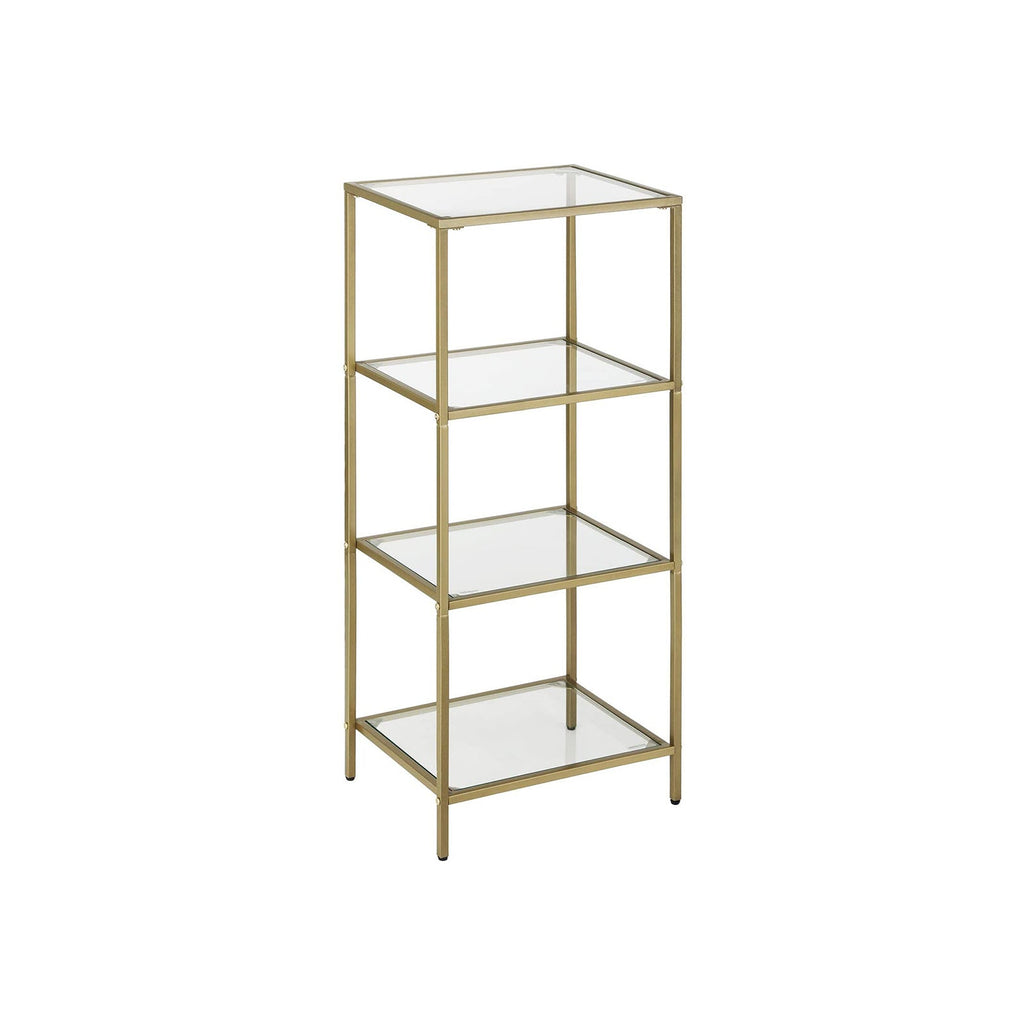 Badezimmerschrank - 4 Level - offener Schrank aus gehärtetem Glas - Gold -ausgelöster Stahlrahmen
