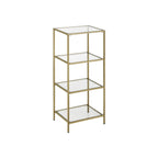 Badezimmerschrank - 4 Level - offener Schrank aus gehärtetem Glas - Gold -ausgelöster Stahlrahmen