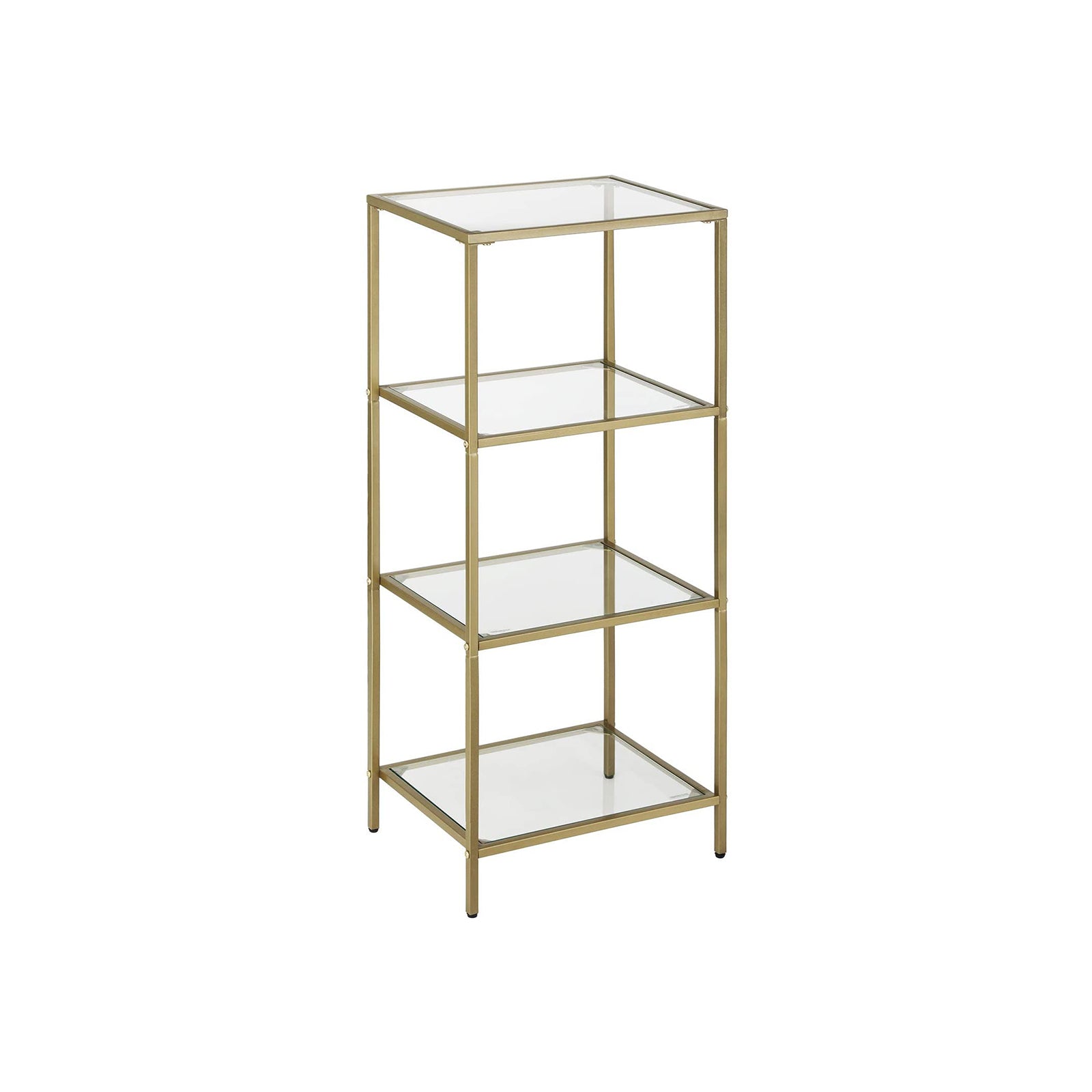 Badezimmerschrank - 4 Level - offener Schrank aus gehärtetem Glas - Gold -ausgelöster Stahlrahmen