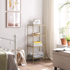 Badezimmerschrank - 4 Level - offener Schrank aus gehärtetem Glas - Gold -ausgelöster Stahlrahmen