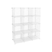 Lagerschrank - Würfelschrank mit 12 Fächern - Rack -System mit Drahtnetz - Stehschrank - Weiß
