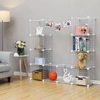 Lagerschrank - Würfelschrank mit 12 Fächern - Rack -System mit Drahtnetz - Stehschrank - Weiß