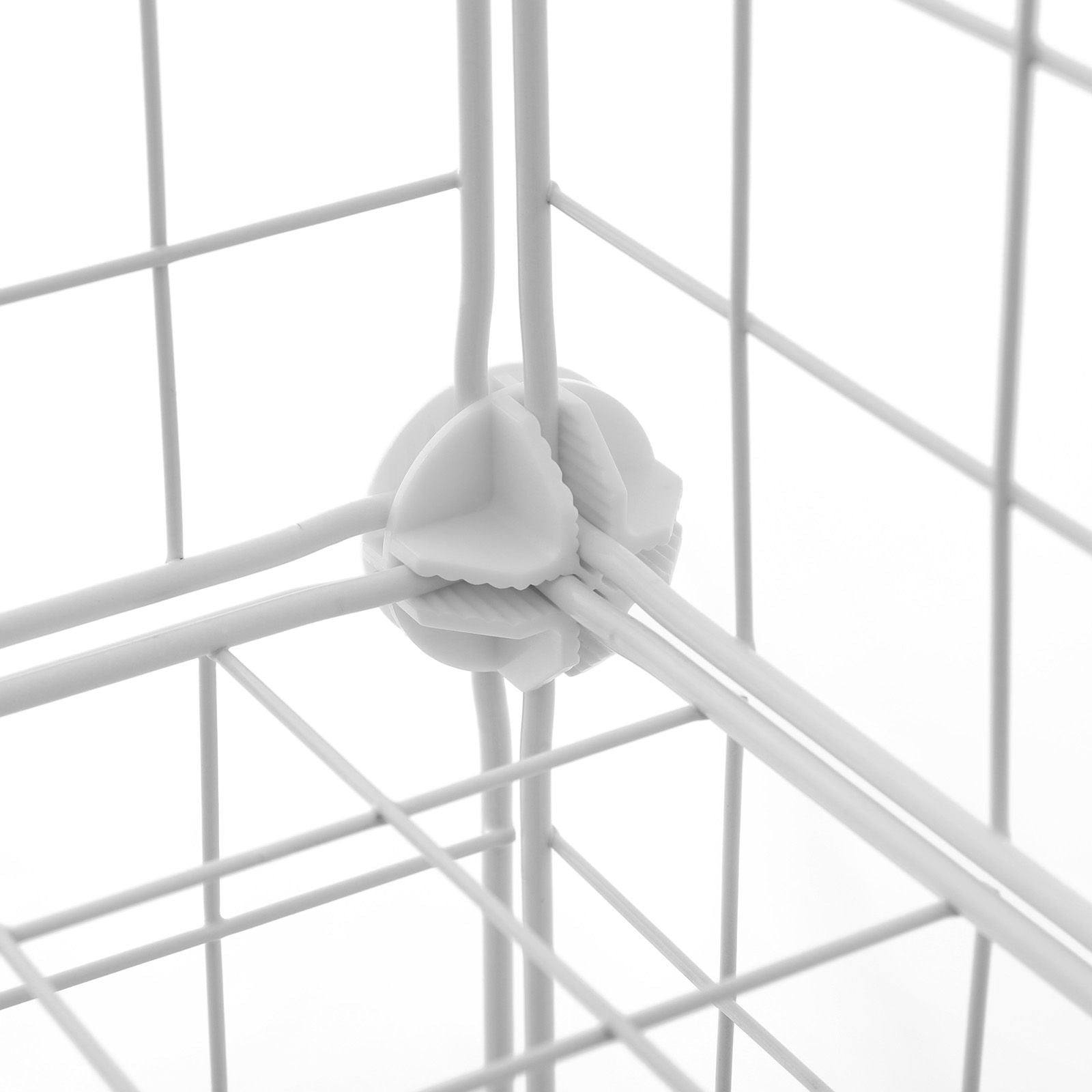 Lagerschrank - Würfelschrank mit 12 Fächern - Rack -System mit Drahtnetz - Stehschrank - Weiß