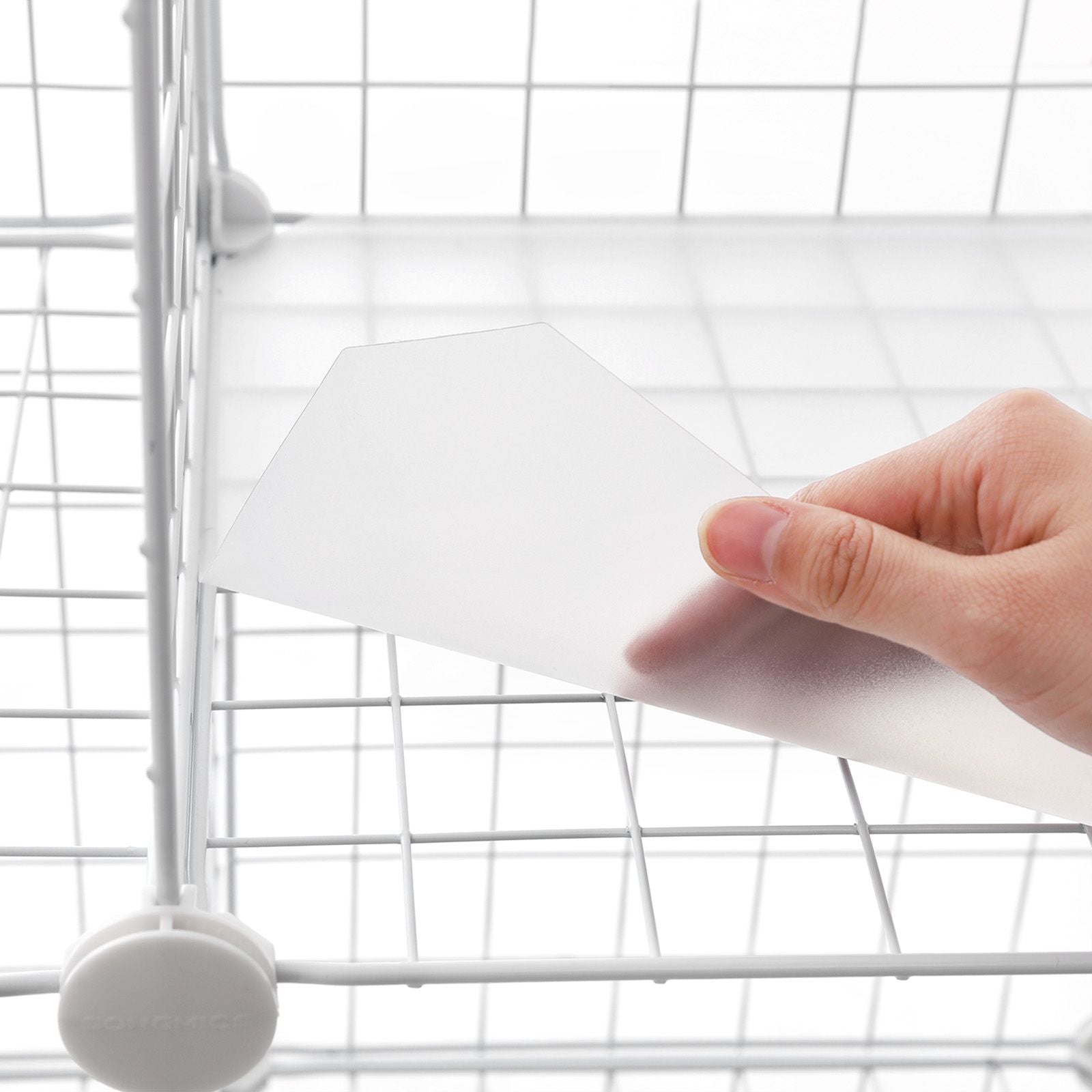 Lagerschrank - Würfelschrank mit 12 Fächern - Rack -System mit Drahtnetz - Stehschrank - Weiß