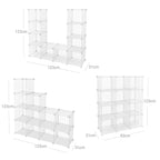 Lagerschrank - Würfelschrank mit 12 Fächern - Rack -System mit Drahtnetz - Stehschrank - Weiß