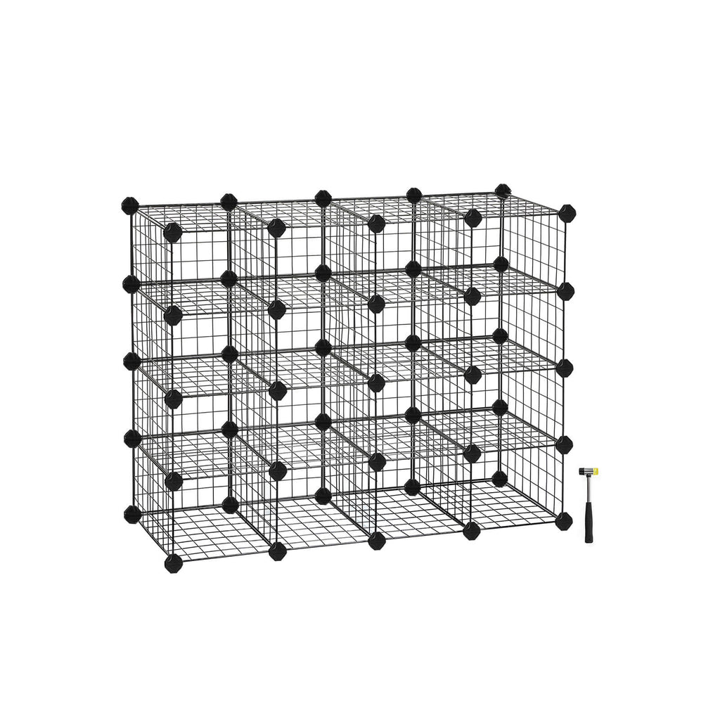 Schuhregal - Würfelschrank - 15 Metalldrahttaschen - Weiß