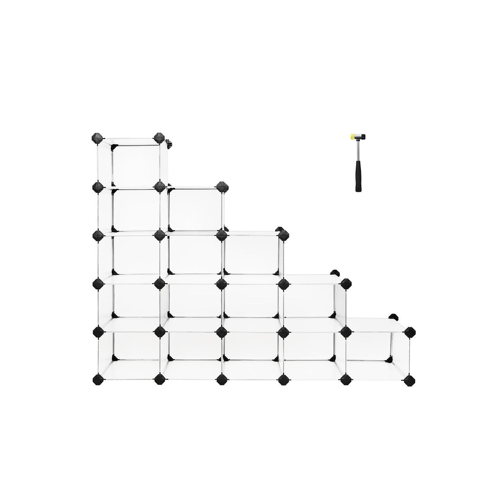 Schuhregal - Kunststoff - mit 15 Fächern - Schuhspeicher - Weiß