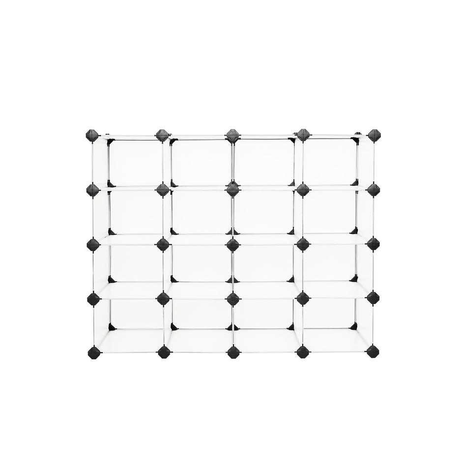 Schuhregal - Kunststoff - mit 15 Fächern - Schuhspeicher - Weiß