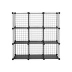 Würfelschrank - Drahtnetzplankensystem - Lagerschrank - 9 Fächer - Schwarz