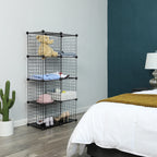 Würfelschrank - Drahtnetzplankensystem - Lagerschrank - 9 Fächer - Schwarz