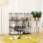 Würfelschrank - Drahtnetzplankensystem - Lagerschrank - 9 Fächer - Schwarz