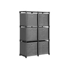 Würfelschrank - Lagerschrank - 6 Fächer - mit Stoffaufbewahrungsboxen - Grau