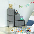 Würfelschrank - Lagerschrank - 6 Fächer - mit Stoffaufbewahrungsboxen - Grau