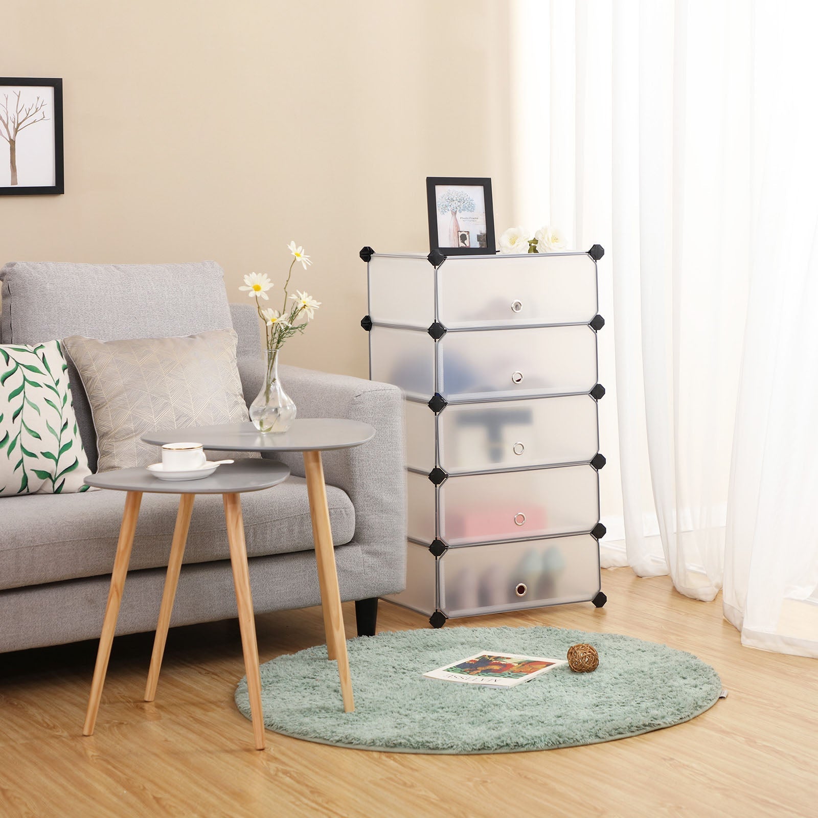 Schuhregal - Haken -UP -Schrank - Kunststoff - 10 Fächer - mit Türen - Weiß