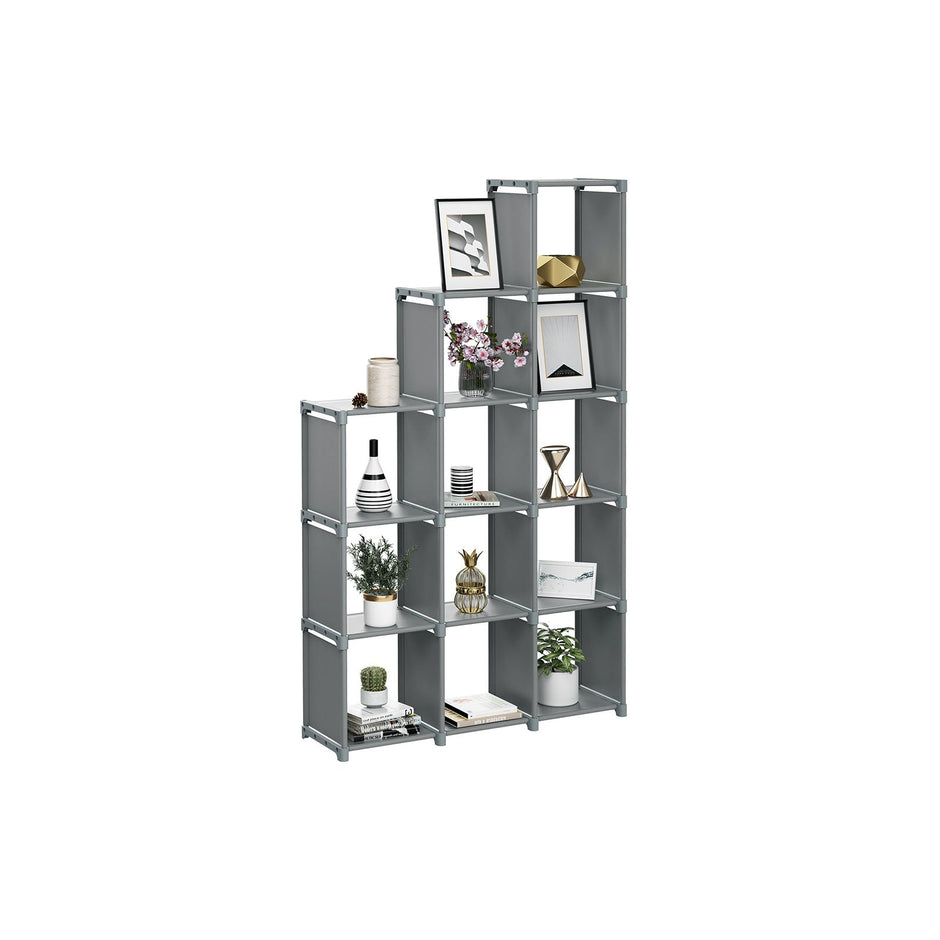 Würfelschrank - Aufbewahrungsschrank mit 12 Fächern - Grau