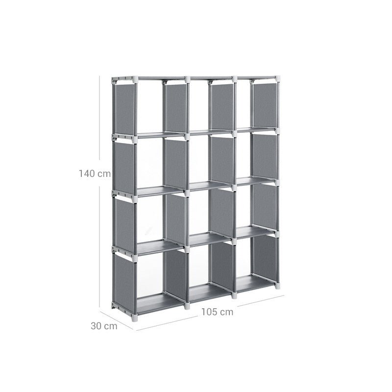 Würfelschrank - Aufbewahrungsschrank mit 12 Fächern - Grau