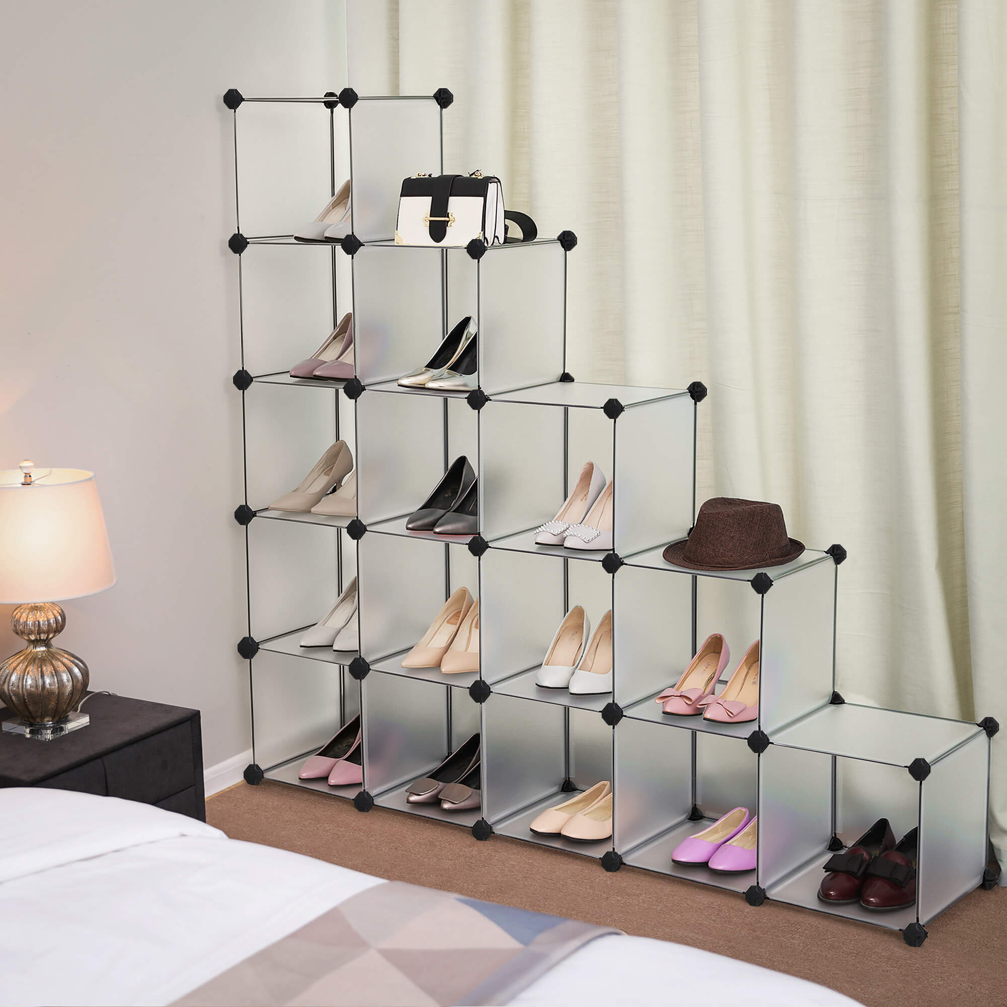 Würfelschrank - Racking -System - 16 Würfel - transparent