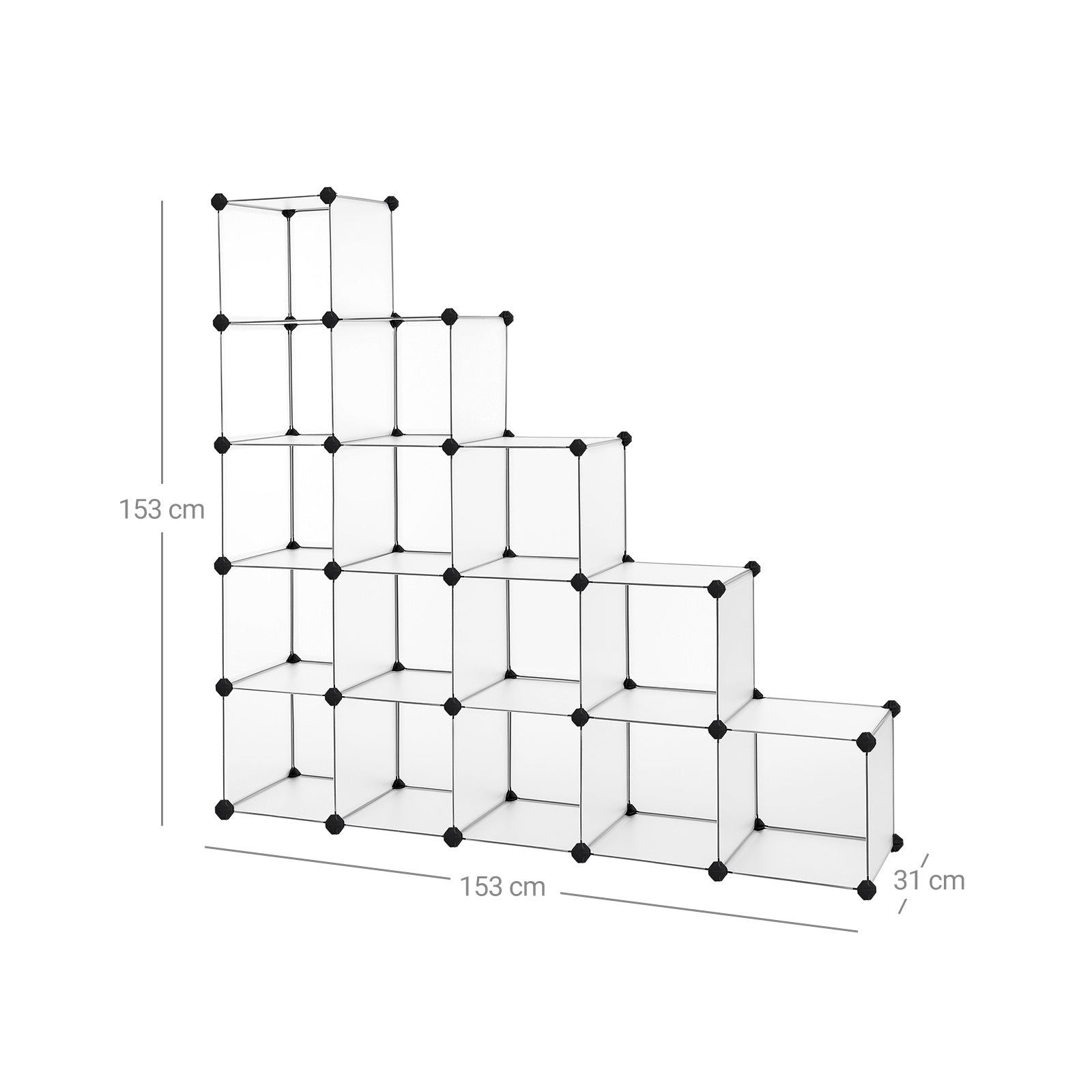 Würfelschrank - Racking -System - 16 Würfel - transparent