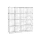 Lagerregal - Drahtwürfel - 16 Stücke - Metall - Weiß