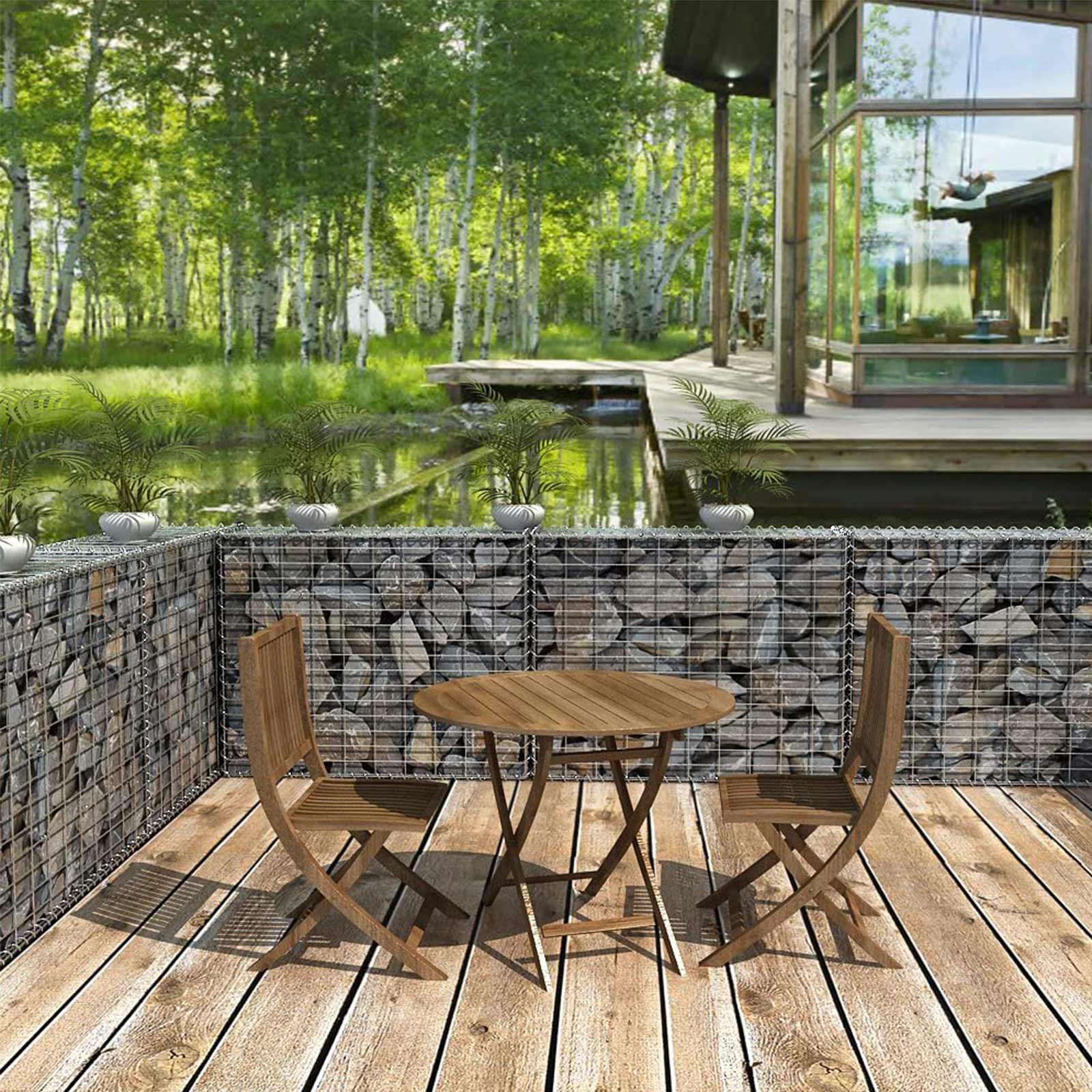 Steenkorf - Gabion - Draht hoch - Edelstahl - 100 x 80 x 30 cm