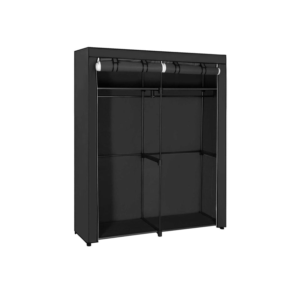 Kleiderschrank - Stoffkoffer mit 2 Stangen - 140 x 43 x 174 cm - schwarz