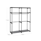 Kleiderschrank - Stoffkoffer mit 2 Stangen - 140 x 43 x 174 cm - schwarz