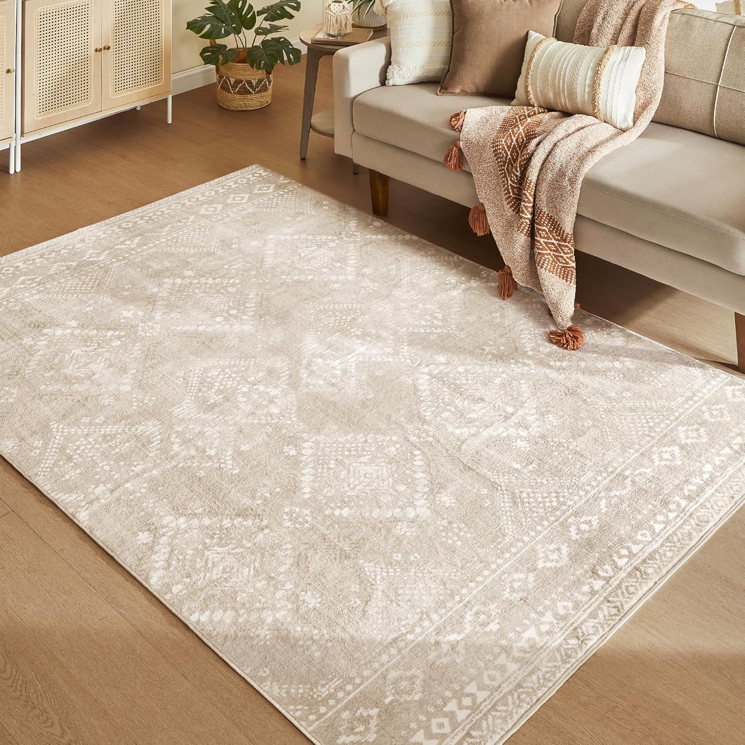 Vloerkleed - Wasbaar en Antislip - Cappuccinobeige - 160 x 230 cm