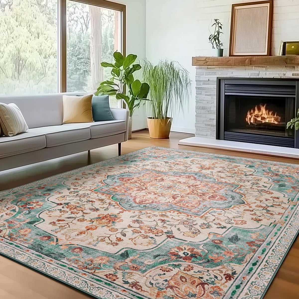 Vloerkleed - Wasbaar en Antislip - Aquamarijnblauw - 120 x 170 cm
