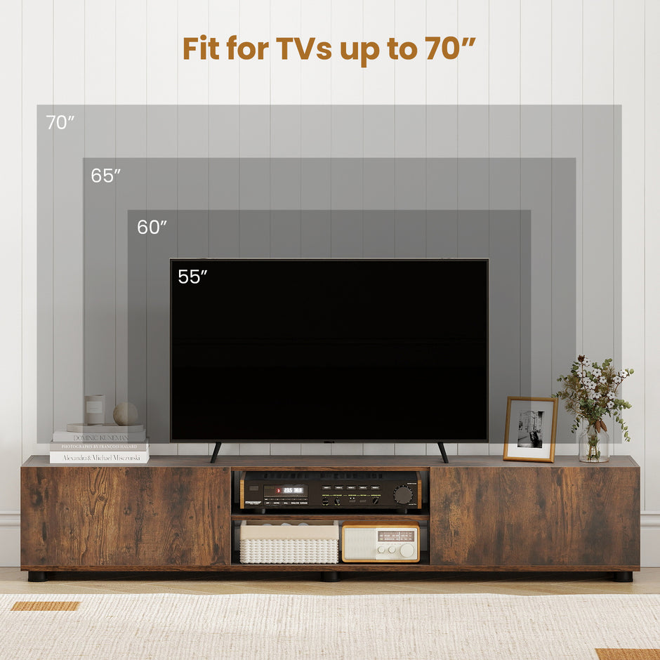 TV skåp – kommod för upp till tum med dörrar och öppna hyllor rustikbrun – 70 2 2 160 x 35 x 30 cm – Rustik brun