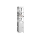 Badezimmerschrank - Hochschrank mit 2 Schubladen und 3 offenen Fächern - 30 x 30 x 141,5 cm - weiß