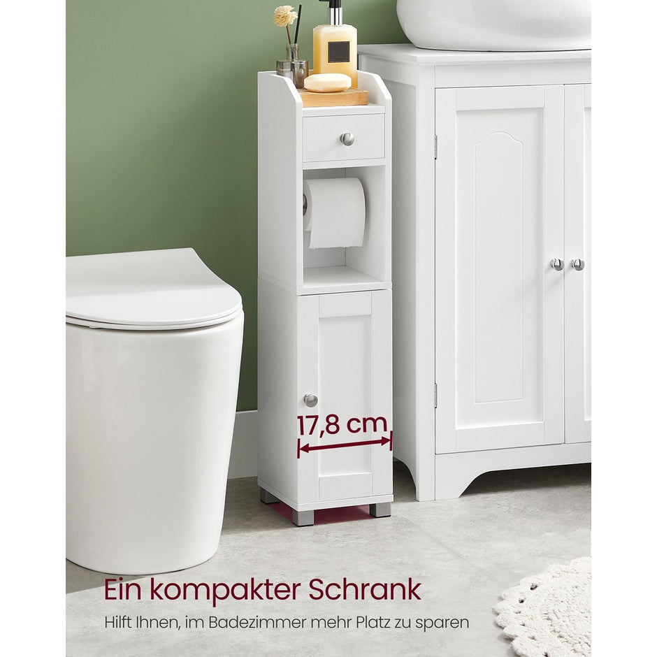 Toilettenschrank - Badezimmerschrank - mit einstellbarer Brett - wasserdichte Beine - Weiß