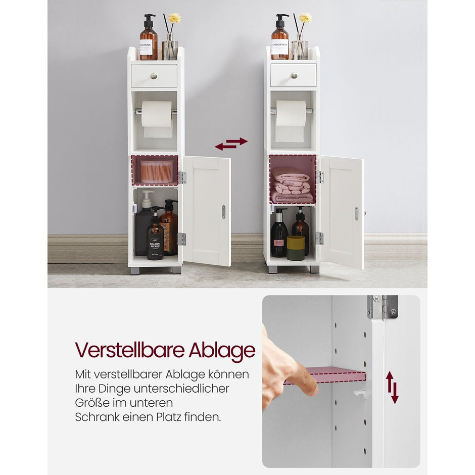 Toilettenschrank - Badezimmerschrank - mit einstellbarer Brett - wasserdichte Beine - Weiß