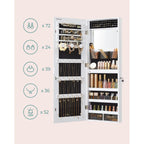 Hanging Schmuckschrank - Schmuckschrank - Wandschrank - mit LED -Beleuchtung - Weiß