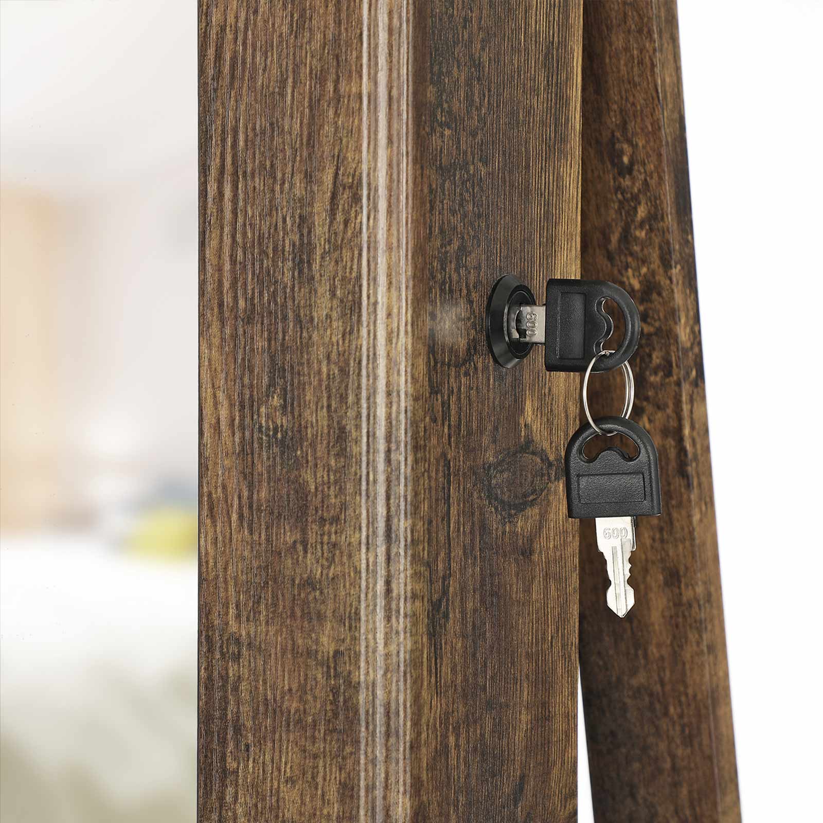 Schmuckschrank - Spiegelschrank - 360 ° rotatierbar - lockbar - mit Spiegel - Braun