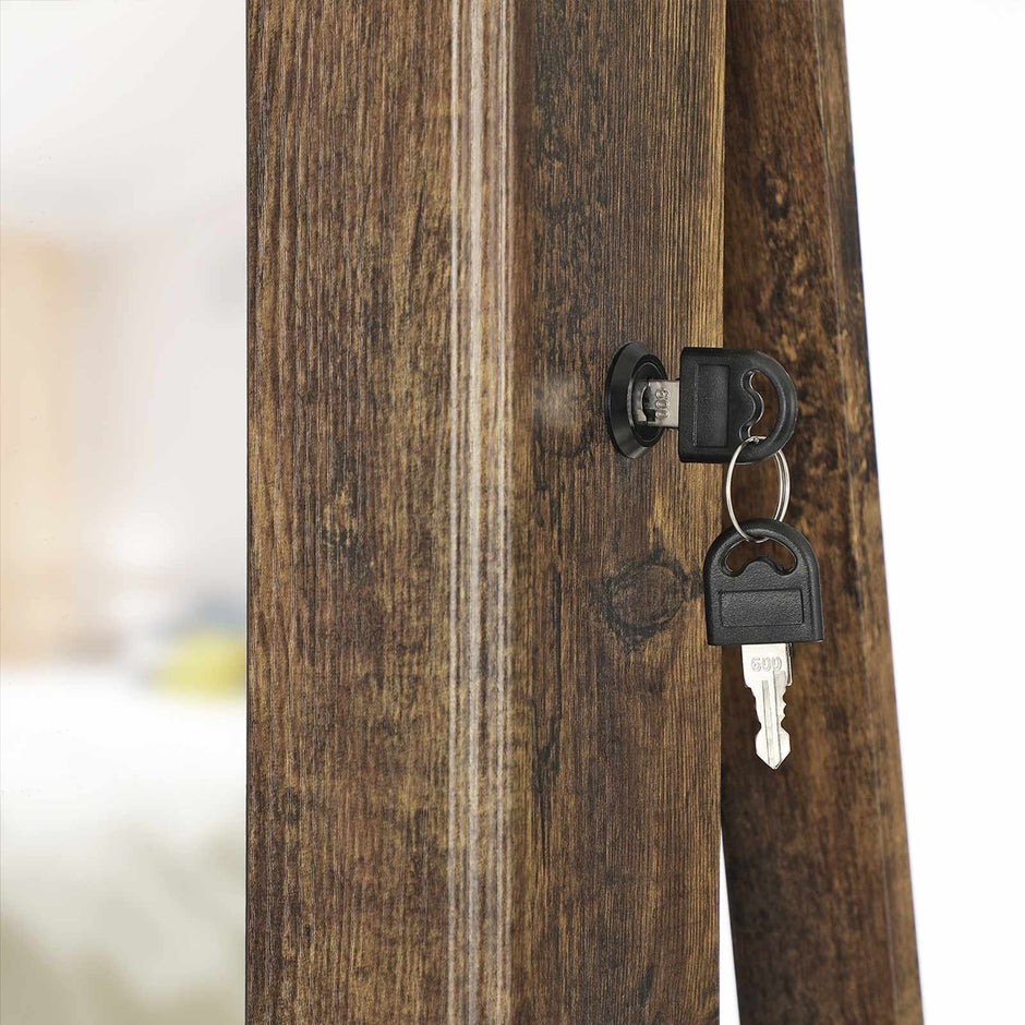 Schmuckschrank - Spiegelschrank - 360 ° rotatierbar - lockbar - mit Spiegel - Braun