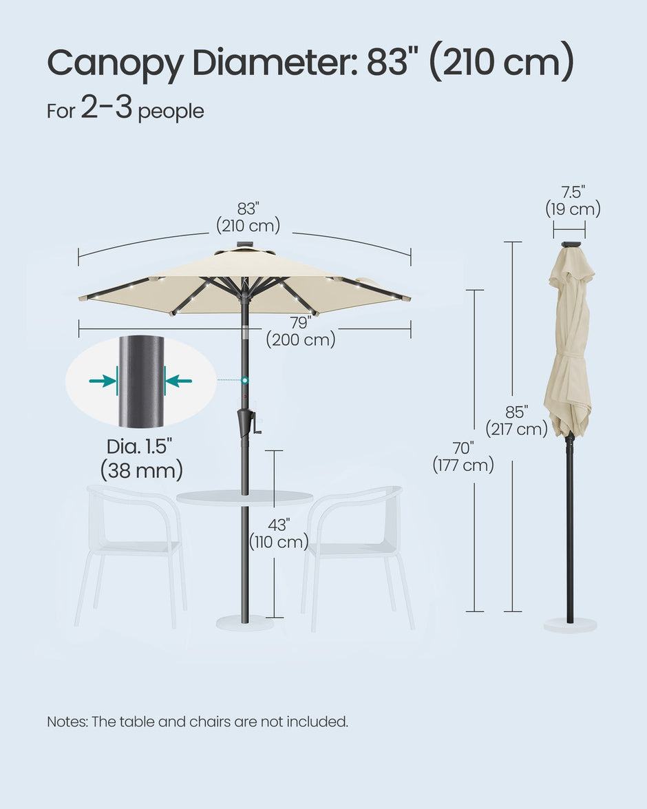 Garden Parasol Umbrella - Steel Frame and Polyester