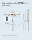 Garden Parasol Umbrella - Steel Frame and Polyester