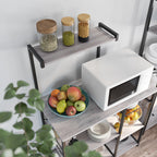 Küchenschrank - Bäckerei Rack - Mikrowellenregal mit Kräuterregal - Vintage Grey/Schwarz