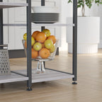 Küchenschrank - Bäckerei Rack - Mikrowellenregal mit Kräuterregal - Vintage Grey/Schwarz