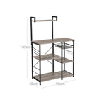 Küchenschrank - Bäckerei Rack - Mikrowellenregal mit Kräuterregal - Vintage Grey/Schwarz