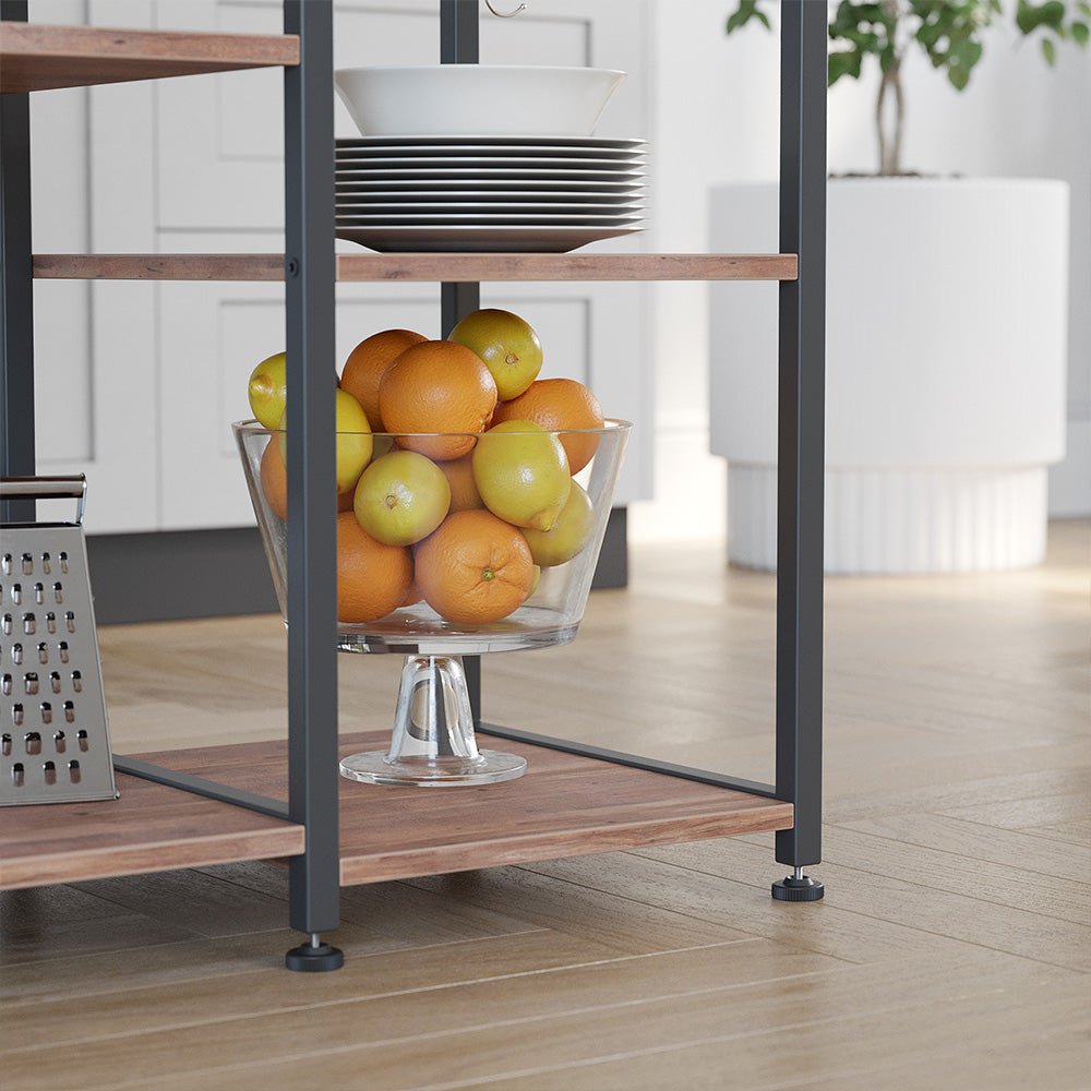 Küchenständer - mit Metallkorb - braun