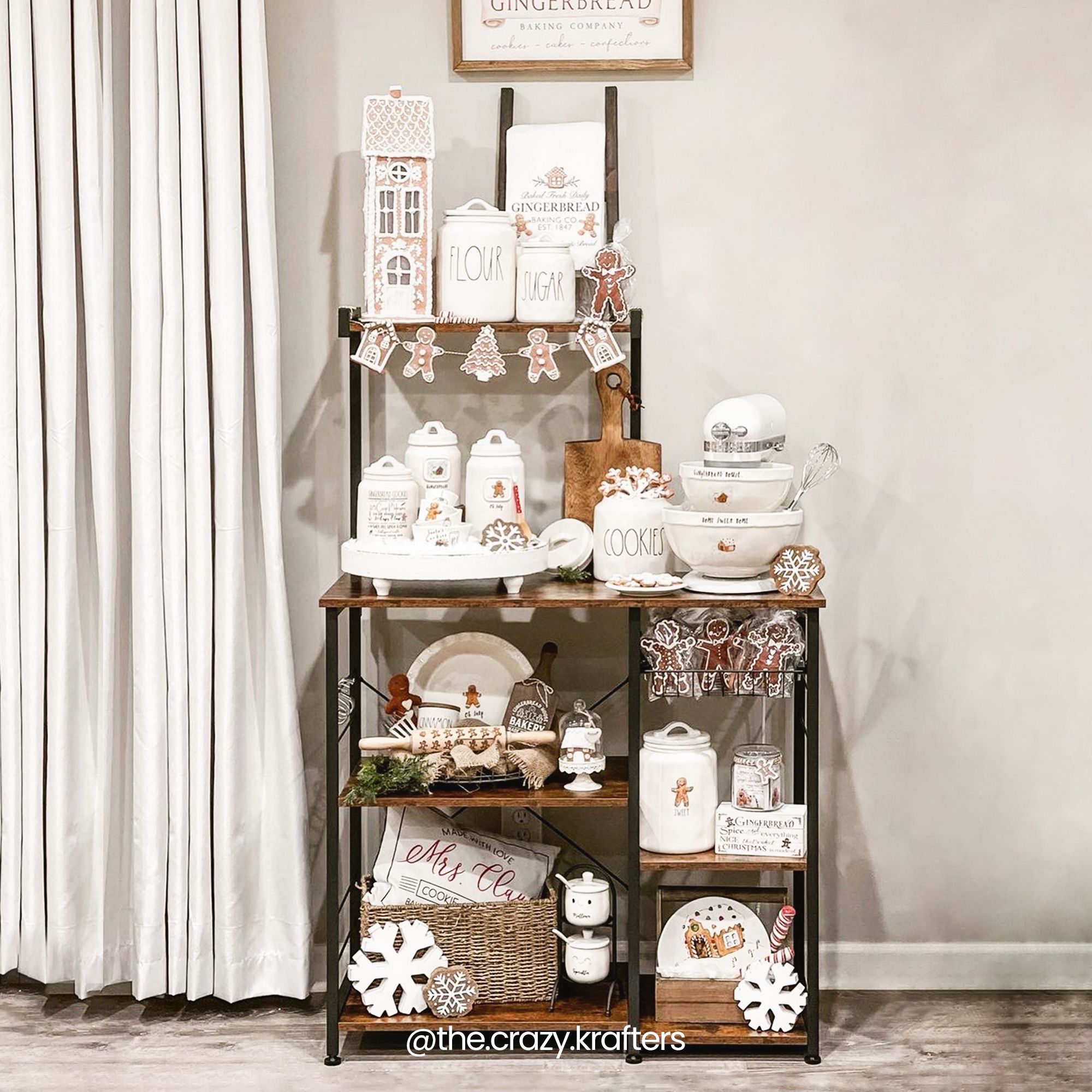 Küchenständer - mit Metallkorb - braun