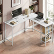 L-Shaped Writing Desk, 2 Storage Shelves - Wood and Steel