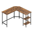 L-Shaped Writing Desk, 2 Storage Shelves - Wood and Steel