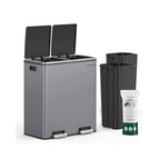 Müll - mit Pedal - 2 Kompartimente - Abnehmbare innere Eimer - schwarz